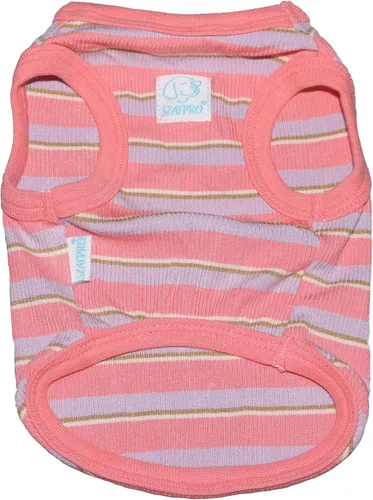 Vista 6 de Camisetas a rayas para perros y gatos, 102 % algodón, para perros y gatos pequeños, ropa sin mangas para cachorros para Chihuahua, verde Yorkie