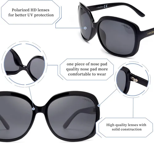 Vista 4 de LianSan Lsp301 lentes de sol extra grandes, polarizadas, para mujer