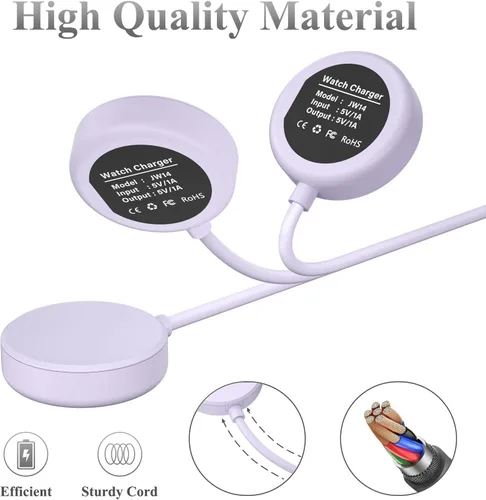 Vista 4 de Cable de carga USB C para reloj compatible con Samsung Galaxy Watch 6 Classic/6/5 Pro/5/4 Classic/4/3/Active 2/1, cable de carga magnética