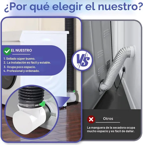 Vista 3 de Manguera de Ventilación de Secadora para Espacio Reducido, Ventilación de Secadora Interior, Kit de Manguera de Ventilación de Secadora, Codo
