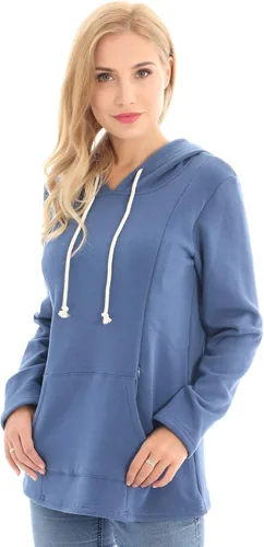 Vista 30 de Bearsland - Sudadera de lactancia y maternidad para mujer, con bolsillos y capucha