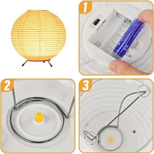 Vista 4 de YY YEARCHY Lámpara de mesa de papel globo con pilas de 7.8 pulgadas