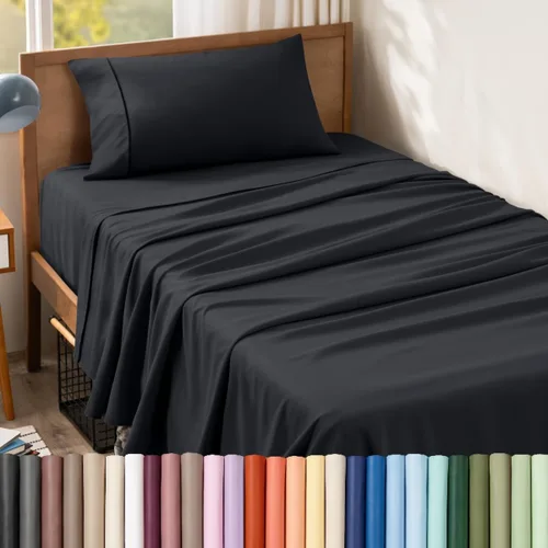 Vista 105 de Bare Home Juego de Sábanas Twin - Sábanas de Cama de Microfibra Ultra-Suave 1800 - Doble Cepillado - Bolsillos Profundos - Ajuste Fácil - Extra