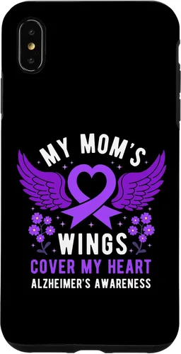 Vista 7 de Funda morada para iPhone 14 My Mom's Wings Cover My Heart Alzheimer's Awareness