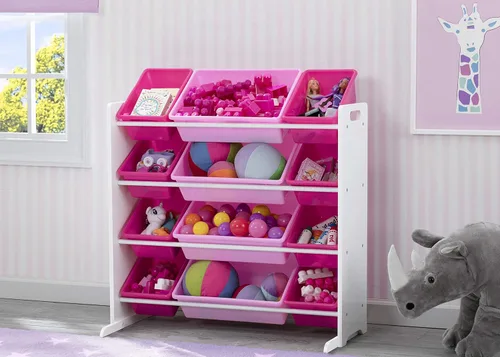 Vista 6 de Delta Children MySize Caja de juguetes de lujo, certificado Greenguard Gold, chocolate oscuro y organizador de almacenamiento de juguetes para niños