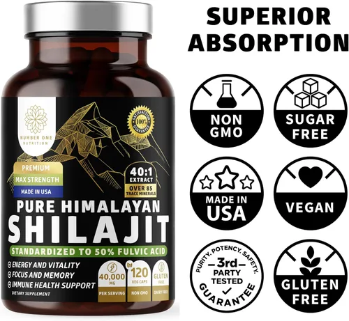 Vista 6 de Suplemento Shilajit puro del Himalaya para hombres y mujeres, [40,000 mg de fuerza máxima] contiene 50% de ácido fúlvico con más de 85 minerales