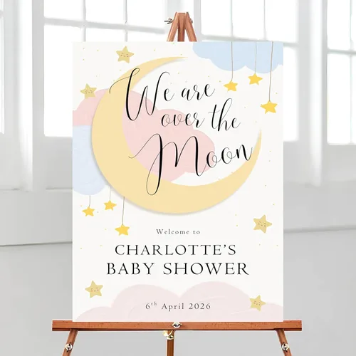 Vista 12 de Letrero de bienvenida para baby shower, tema oscuro, varios tamaños