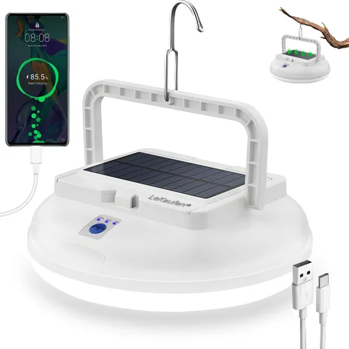 Vista 9 de Luz solar USB para acampar con control remoto, luz impermeable para tienda de campaña 360° Lighting, Folding & Hanging Design, Outdoor Lantern