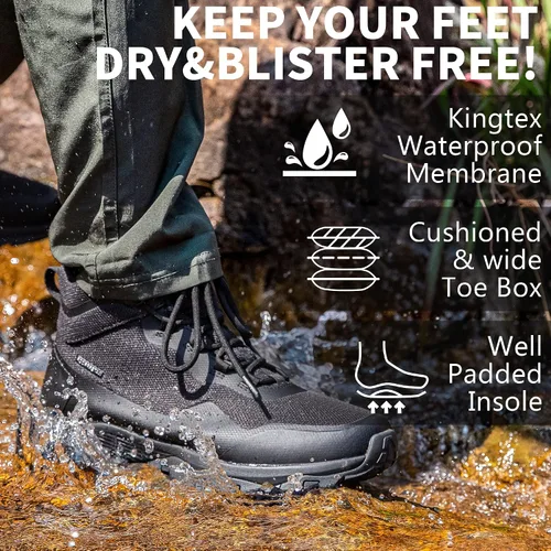 Vista 3 de SHULOOK Hiking Boots Men Waterproof Mid Boots Non-Slip LightWeight Comfortable