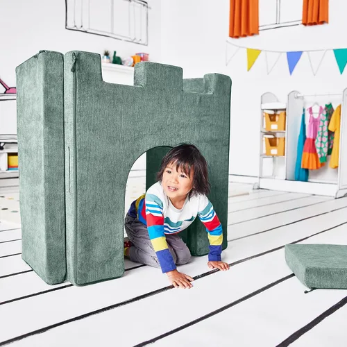 Vista 13 de Yourigami Castillo de Juego para Niños y Niños Pequeños, Juego de Complementos de Sofá para Sala de Juegos, Diseño Modular Duradero, Blue Lagoon