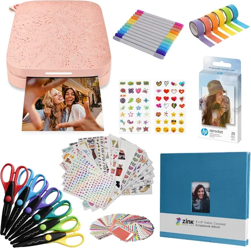 Vista 10 de HP Sprocket Impresora fotográfica instantánea portátil 2x3 (Luna Pearl) Paquete de álbum de recortes divertido Luna Perla