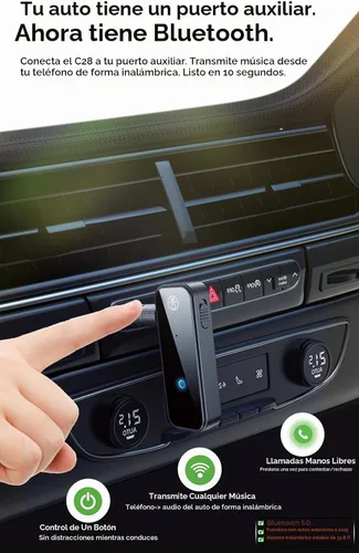 Vista 2 de Receptor transmisor Bluetooth C28, adaptador de audio auxiliar de 0.1 in
