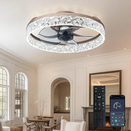 Vista 17 de Depuley Ventiladores de techo con luces y control remoto: ventilador de techo de montaje empotrado moderno de perfil bajo de 20 pulgadas con control