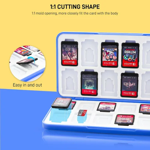 Vista 5 de GLDRAM Game Card Case for Nintendo Switch 2NSLiteOLED, Soft Lining Game Case Storage with 24 Game Card Slots & 24 Micro SD Card Slots, Game
