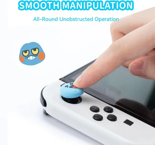 Vista 4 de WISHAVEN Lindas tapas Joycon para agarre de pulgar compatibles con Nintendo Switch Zelda, funda de silicona suave para Nintendo SwitchOLEDLite