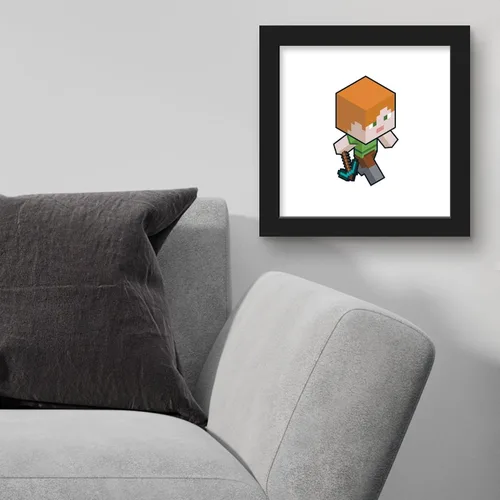 Vista 3 de Trends International Gallery Pops Minecraft - Arte isométrico de Alex para pared, versión enmarcada negra, 12 x 12 pulgadas