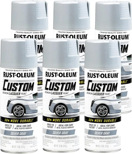Vista 22 de Rust-Oleum 340569 Pintura en aerosol de laca personalizada para automóviles, 11 oz, gris plateado mate