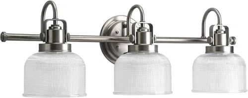 Vista 19 de Progress Lighting P2989-15 Colección Archie Tocador de Baño Costero de Cristal Transparente Prismático Doble, 1 Luz, Cromo Pulido