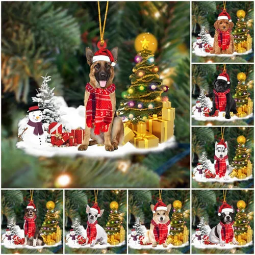 Vista 2 de NAZENTI Adorno personalizado de gato abisinio con árbol de pino, adorno de Navidad personalizado para perros amantes de las mascotas, colgante