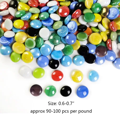 Vista 6 de Gemas de cristal de mármoles planos, mosaicos artísticos, multicolor, colores mezclados de dulces para rellenos de jarrones, manualidades, piedras
