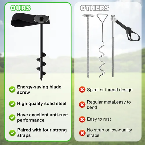 Vista 5 de Anclajes de suelo Eurmax USA Anclajes de trampolines con tornillo para vientos fuertes Estacas de tienda de campaña de alta resistencia Anclajes