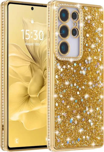 Vista 14 de FABSPARK Funda para Samsung Galaxy S22, Cristal Brillante Diamante Pedrería Lentejuela Brilloso Reluciente Espumoso Brillante Lujoso Galvanizado