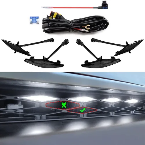Vista 7 de AUXLIGHT 4 piezas de luces LED Raptor para parrilla delantera con fusible, compatibles con Toyotaa 4Runner 2014-2021 TRD Pro, 2014-2019 SR5, TRD
