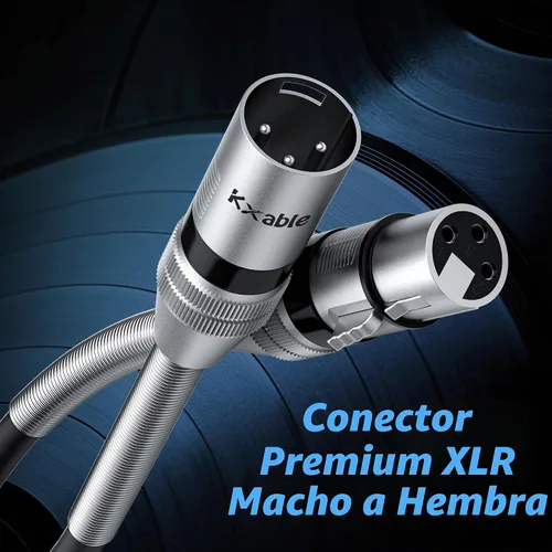 Vista 4 de Kxable - Cable de micrófono XLR 1 pie, XLR macho a hembra, cable de micrófono equilibrado de 3 pines, cable de altavoces blindado, conectores