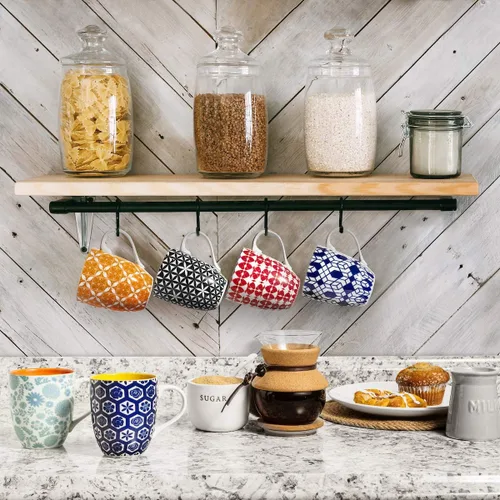 Vista 7 de Annovero Tazas, cuencos de postre Platos de cocina para servir Apto para horno microondas Vajilla de porcelana colorida