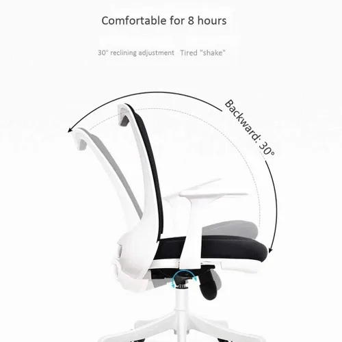 Vista 4 de Silla de oficina ergonómica giratoria de malla negra con respaldo medio con soporte lumbar ajustable y reposabrazos