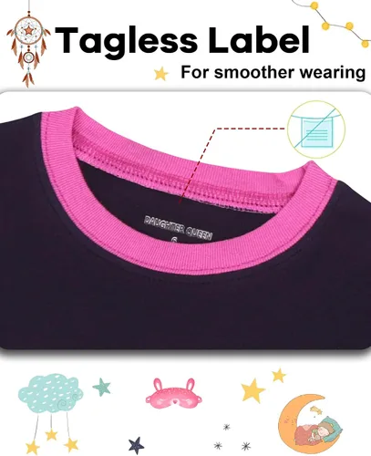 Vista 2 de DAUGHTER QUEEN Pijama de algodón para niñas de 4 piezas, talla 18 meses-12 años