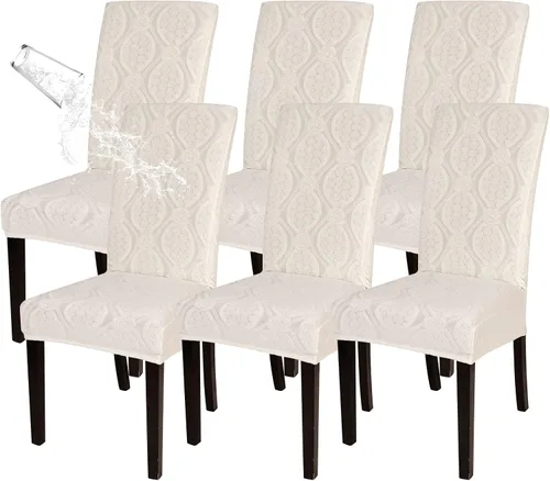 Vista 16 de SearchI Juego de 4 fundas impermeables para sillas de comedor, fundas elásticas para sillas Parsons extraíbles, lavables, fundas protectoras