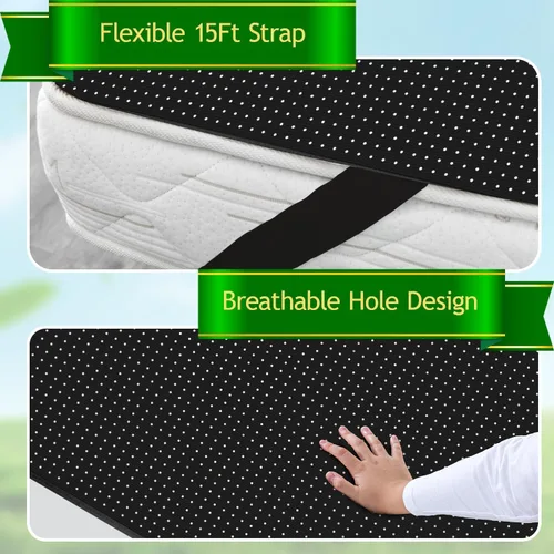 Vista 3 de Alfombrilla de conexión a tierra para cama para un mejor sueño, energía bienestar, fibra de carbono y poliuretano con cable de conexión a tierra, 27