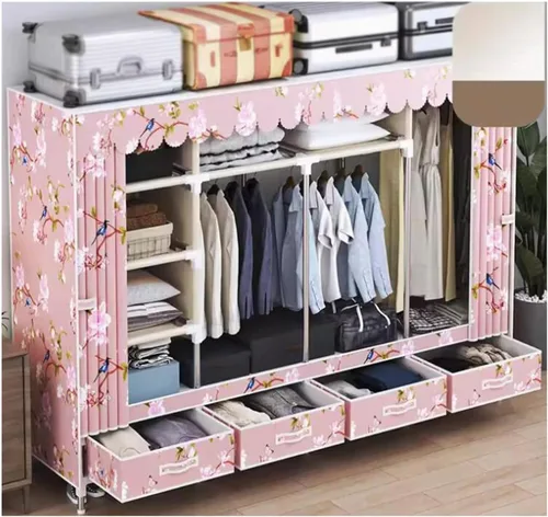 Vista 10 de Armarios grandes Armario portátil con cajón Armarios para dormitorio colgante de metal hierro ropa armario ahorra espacio armario ahorro de espacio
