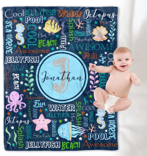 Vista 9 de YESCUSTOM Manta de forro polar de dinosaurio personalizada para niños y niñas, manta de texto personalizada para regalo de cumpleaños y ducha