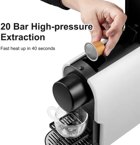 Vista 3 de beanglass Mini máquina de café expreso compatible con cápsulas NS Original Line, cafetera compacta de cápsulas con bomba de alta presión de 20