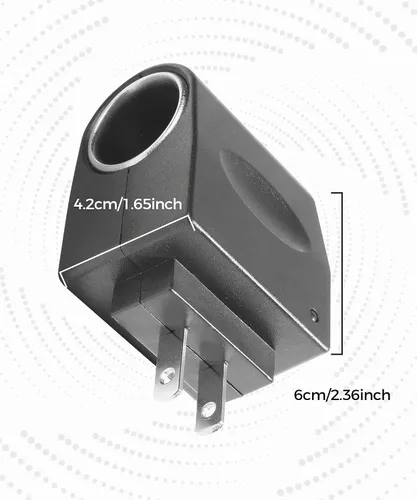 Vista 2 de Convertidor de CA a CC, Adaptador de Encendedor de Cigarrillos a Enchufe de Pared, Accesorios para Coche 120V/110V a 12V CA/CC Convertidor