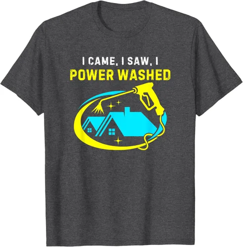 Vista 16 de Camiseta con texto en inglés "I Came, I Saw, I Power Washed Funny Power Washing", Negro