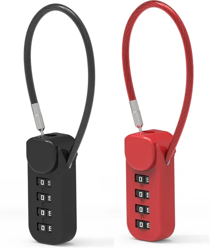 Vista 10 de Cerradura de combinación de 4 dígitos, cerradura de cable combinada con código, combinación de candado pequeño para equipaje, maleta, casillero