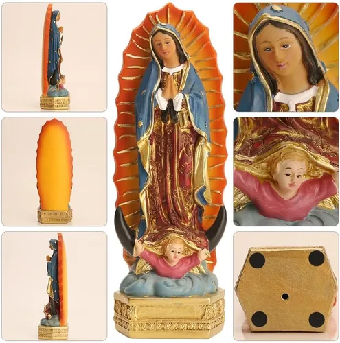 Vista 4 de Estatuas de la Virgen de Guadalupe orenm, Estatua de Nuestra Señora de Guadalupe de 8 Pulgadas en Color, Estatua de Resina de la Virgen María