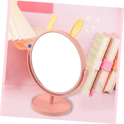 Vista 6 de LALAFINA Espejo de maquillaje para escritorio, con forma de orejas de conejo, cosmético de mesa para el hogar, dormitorio, baño, corte de pelo