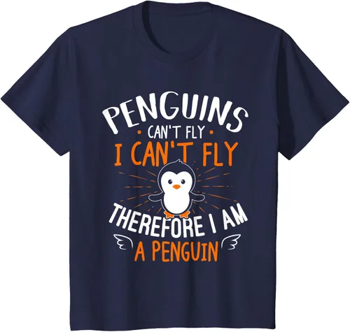 Vista 92 de Penguins Can't Fly Shirt - Camiseta de regalo para amantes de los pingüinos, Azul Azul Marino