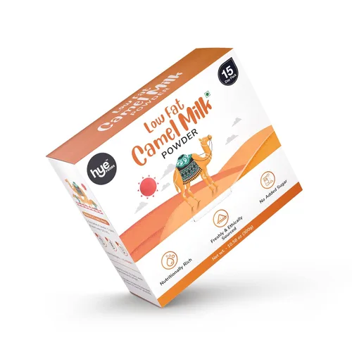 Vista 3 de HYE FOODS Leche de camello en polvo baja en grasa Pastura pasturada 100% pura y natural, 15 x 20 gm, 10.58 onzas (300 gm)