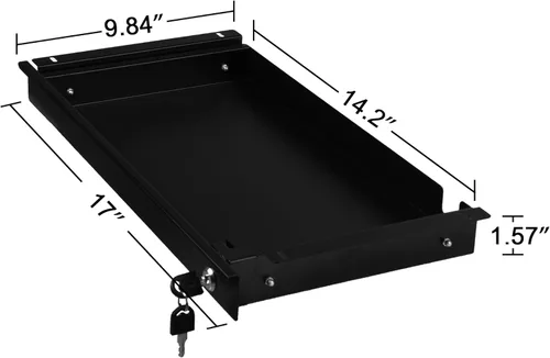 Vista 3 de Frassie Cajón extraíble para debajo del escritorio de 17 pulgadas con cerradura Cajón deslizante para lápices de metal montado en la oficina