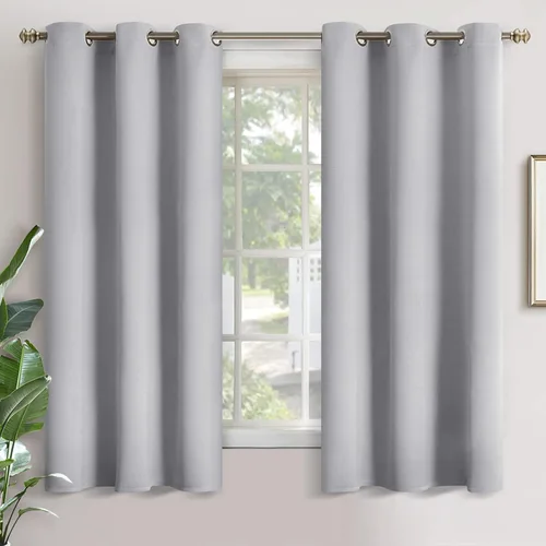 Vista 127 de YoungsTex - Cortinas blackout cortas, aislamiento térmico, ojales, oscurecen la habitación, privacidad, para cámper, sótano, cocina y baño, 2 Gris