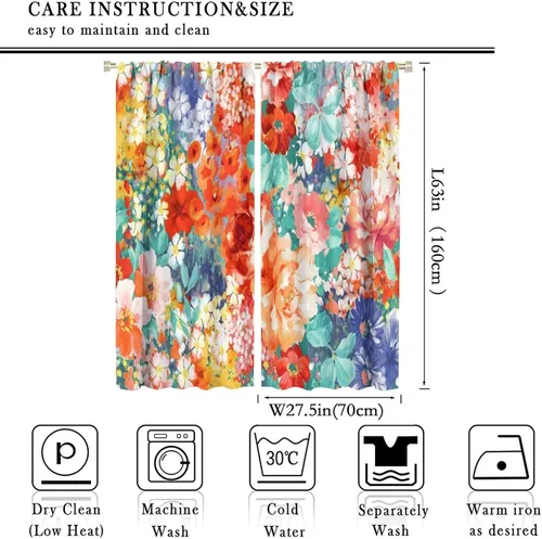 Vista 213 de Cortinas opacas con estampado de flores de cachemira, estampado de cachemira sobre fondo blanco, para decoración del hogar, cocina, restaurante