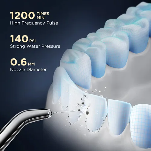 Vista 3 de Limpiador de agua dental [ Mini inalámbrico portátil ] Irrigador oral limpiador de dientes púas, tanque de agua telescópico, 3 modos y impermeable