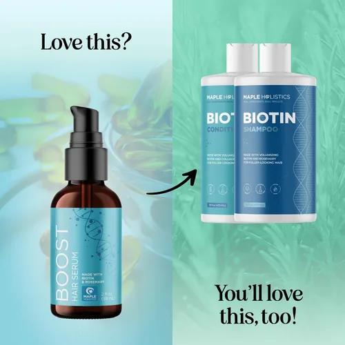 Vista 6 de Suero voluminizador de biotina para el cabello para hombres y mujeres, suero de cafeína para el cuidado del cabello y el cuero cabelludo con aceite