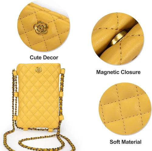 Vista 6 de Montana West Small Crossbody Quilted Cell Phone Purse for Women Soft Chain Cellphone Wallet Bag