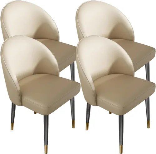Vista 50 de YVYKFZD Juego de sillas de comedor, silla de comedor de cuero con respaldo curvo, sillas de cocina sin brazos, silla auxiliar tapizada cómoda